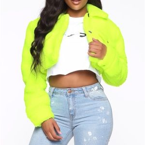 Neon Yellow Cropped Jacket